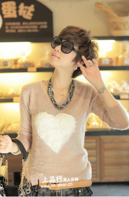 5078 2011 autumn and winter big love rhinestone slim long-sleeve female sweater