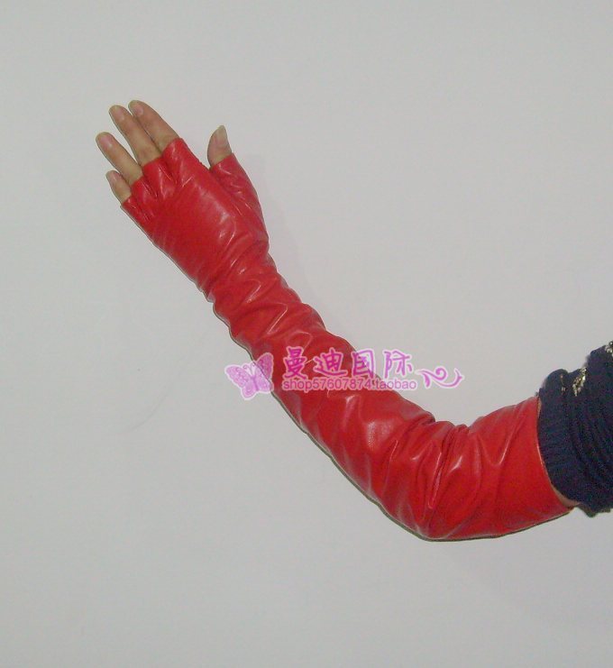 50cm long design women's fashion sheepskin genuine leather gloves semi-finger a18099 gloves