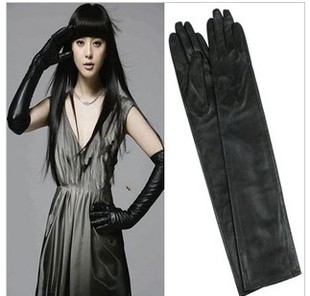 50cm women's leather gloves ultra long faux leather long design fashion women's gloves