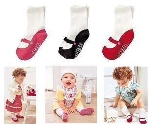 50pairs/lot free shipping 100% new 3color baby socks baby product child's socks baby wea Anti-Slip