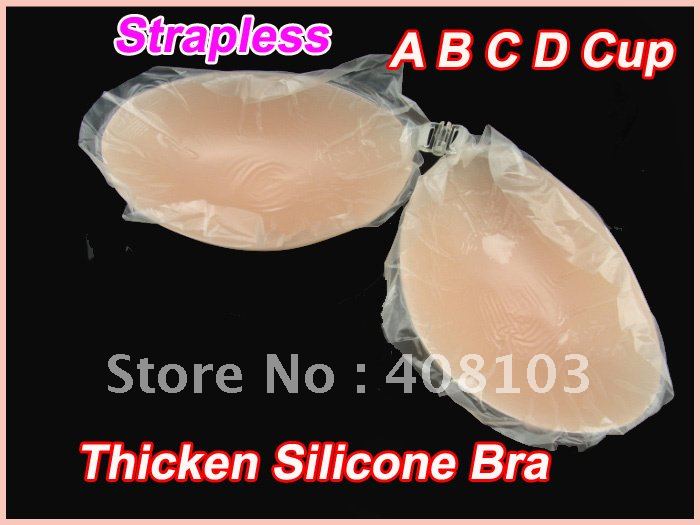 50pairs  Seamless Invisible Silicone Adhesive Strapless Nu Bra Thicken Nubra, A B C D Cup (Retail packaging)