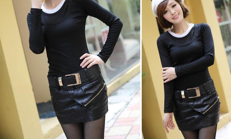 523 #  sexy package buttocks short leather skirt (send belt