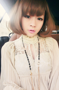 5458 2013 all-match lace pleated elegant lantern sleeve turtleneck chiffon one-piece dress