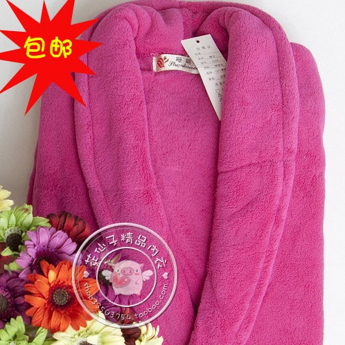 55 2012 autumn and winter solid color lovers coral fleece robe lovers bathrobe 10