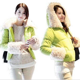 56,992,012 new Women Korean version of Slim lambs wool hooded short cotton padded jacket fall and winter clothes