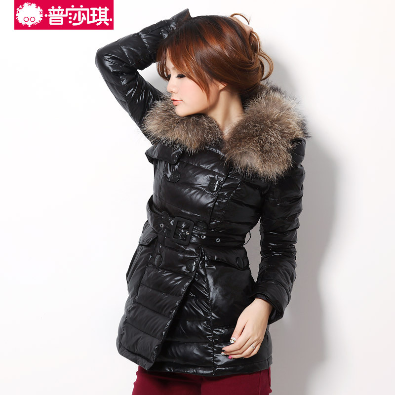 599 2012 winter women's slim raccoon fur medium-long down coat outerwear