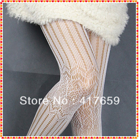 5pair Fashion Sexy White Fishnet Pattern Flower Jacquard Stockings Pantyhose Tights free shipping
