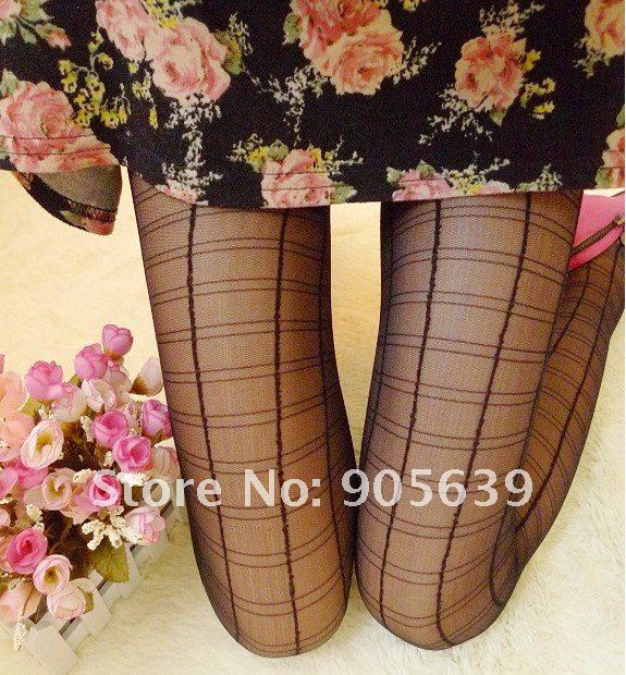 5pairs/lot  free shipping  15D grid logo on the leg tights smooth pantyhose  fashion dobby stocking silk patterned legwear sock