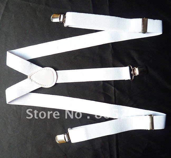 5PC For Gift Beautiful White Unisex Clip-on Braces Elastic Suspenders