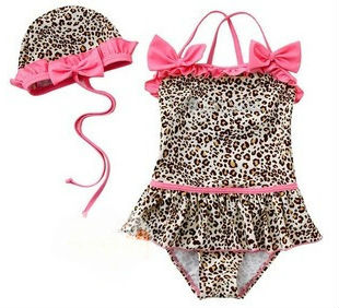 5pc girl 2-piece leopard Swim zebra print girls swimsuit swim pool items bath kids baby swimwear#70