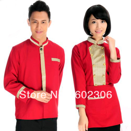 5pc/Lot work long-sleeve hotel uniform workwear restaurant waitress Bar  clothings DHL UPS Free shipping