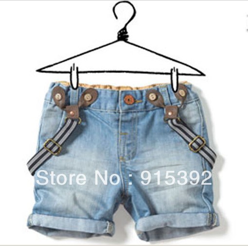 5pcs 2012 new Children's boy's girl's jeans suspender shorts, jeans pants Jeans overalls baby unisex Jeans suspender trousers