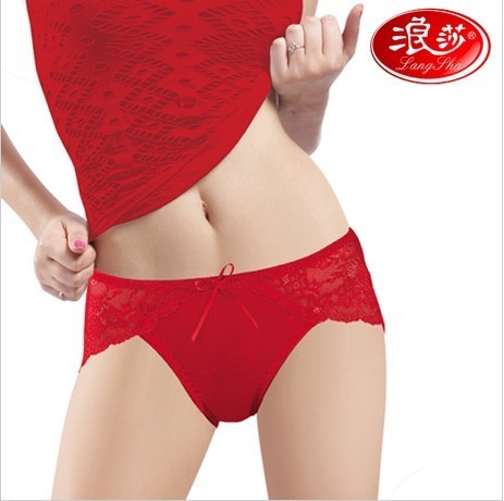 5pcs free ship laides Red panties female panties red panties female 100% cotton lace