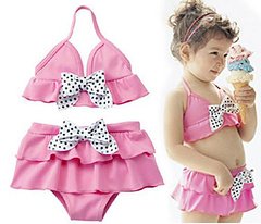 5pcs Free shipping baby girl's bikini  swimwear kids two pieces swimsuits with bowknot  mix design mix order