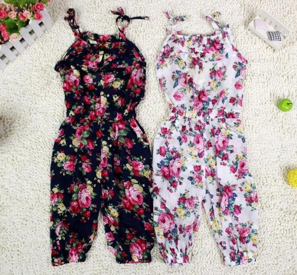 5pcs girl's summer flowers suspender pant girl's flower Jumpsuits baby overalls girl trousers children loose pants free shipping