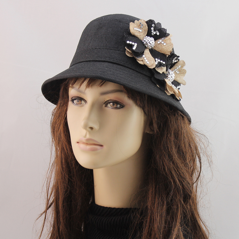 5Pcs Linen bucket hats shaping small fedoras women's autumn sweet two-color flower hat Cap