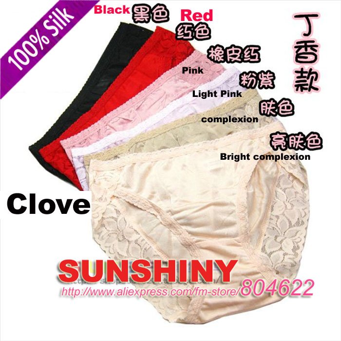 5Pcs/Lot,  100% Silk Top Quality Women Underware,Good For Health,  Ladies Underwear ASU-1