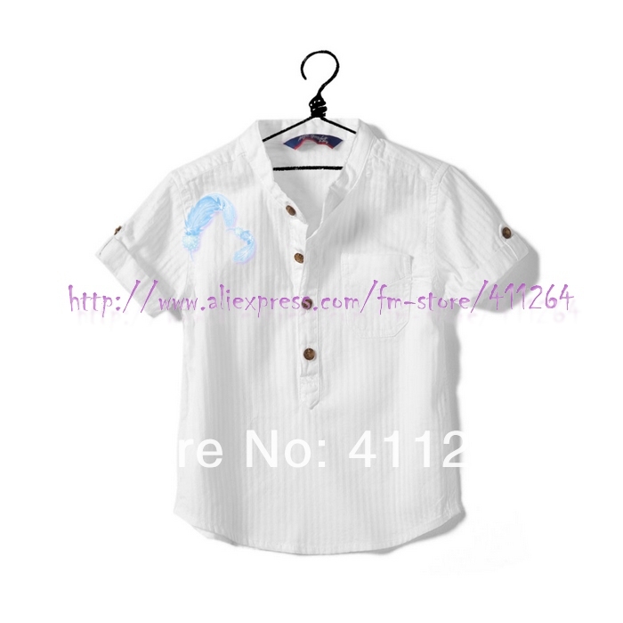 5pcs/lot(2-7Y) Wholesale children za white shirt zaraaaa short sleeve vertical stripes shirt cotton shirt free shipping