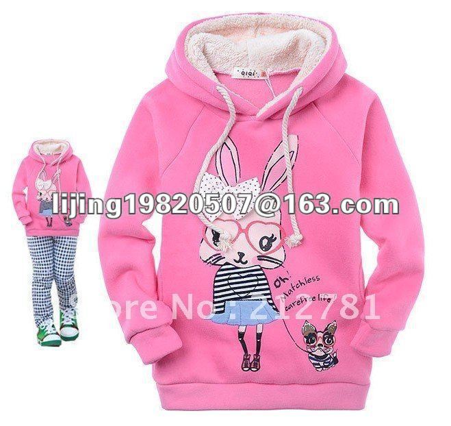 5pcs/lot 2012 Top quality children girls rabbit clothes 2 colors for autumn kids cotton hoodies fashion girls wear wholesale