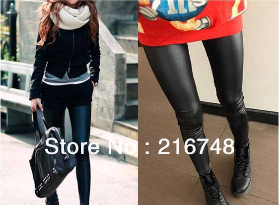 5pcs/lot Autumn winter hot imitation leather stitching boots ninth pants Leggings cortex Leggings female