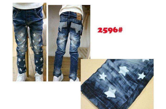 5pcs/lot Baby Boy/Girl Denim Trousers Pants Letter Stars Jeans Sping/Fall Clothing HZ4379