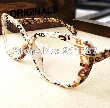 5pcs/lot brand new letter Pattern square frame men women eye protector Eyewear plain glasses 8 COLORS free shipping