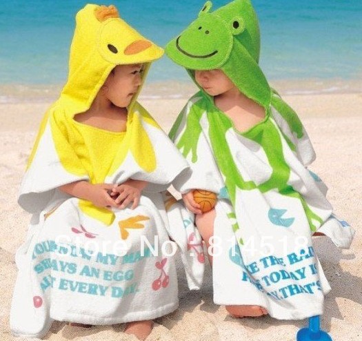 5pcs/lot Cartoon Animal Designer Hooded Baby Bathrobe Children Beach Towel Kid Bath Robe Baby Cloak Mantle Free Shipping