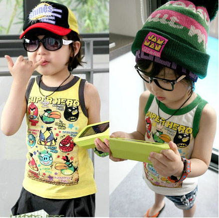 5pcs/lot  child clothing summer child sleeveless vest super hero print camisoles