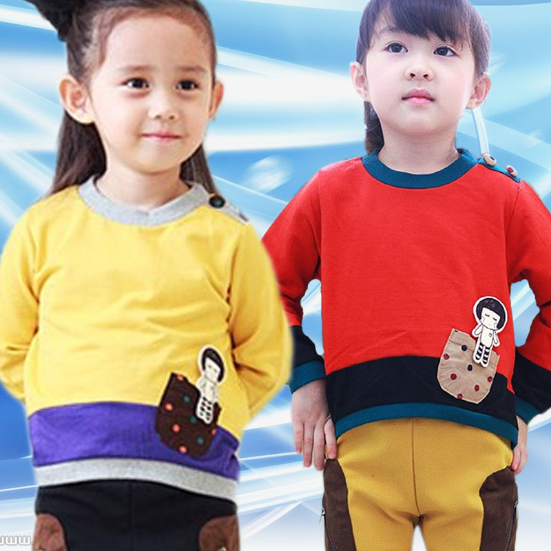 5Pcs/Lot Children's clothing 2013 New  spring Autumn Girls child cartoon long-sleeve T-shirt  sweatshirt,Kids Cloths