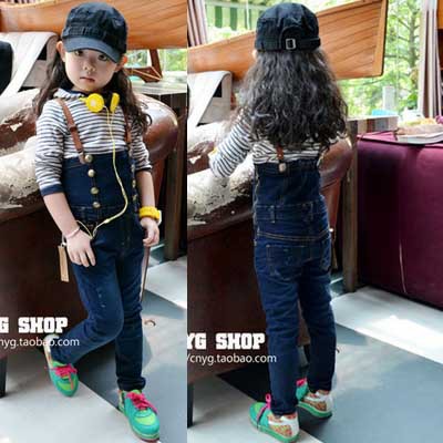 5pcs/lot children's girl suspender jeans spring autumn denim overalls ZZ0135
