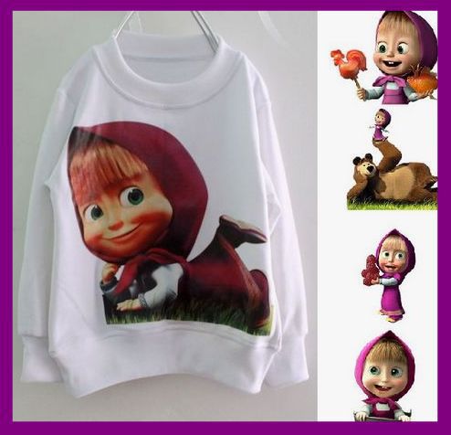 (5pcs/lot)Fashion cartoon children hoodies"Masha and Bear"kids long-sleeves sweatshirts hotsale baby clothing Free shipping