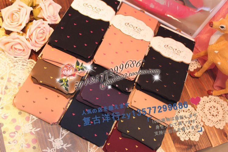 5pcs/lot + Free shipping! 58 autumn and winter pantyhose love jacquard socks multicolour stockings