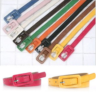5pcs/lot Free Shipping, Korea Style Fashion Candy Color Women's Thin Leather Belt Waistband