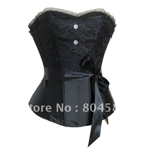 5pcs/lot! Free shipping!!Luxury Satin Boned Lace overlay Party Shirts sexy Corsets Bustiers Top S M L XL XXL ,CL2507