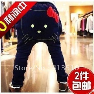 5pcs/lot girl trousers kids wear children clothes girls&boys jeans hello kitty jeans girl cartoon jeans pp pants Free shipiing