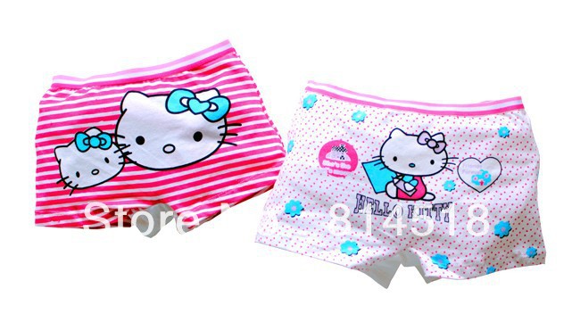 5pcs/lot Hello Kitty girl cotton underwear briefs baby boxer shorts children underpants beach shorts,free shipping