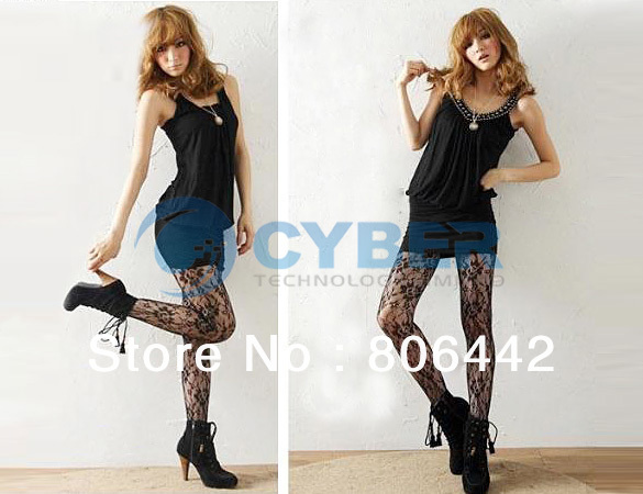 5Pcs/Lot Hot Fashion Wome's Sexy Soft Rose Lace Pattern Fishnet Tights Stockings Pantyhose Free Shipping 6133