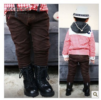5pcs/lot  ISSOKIDS kids boys and girls winter money thickened brown boots PANTS LEGGINGS 1278