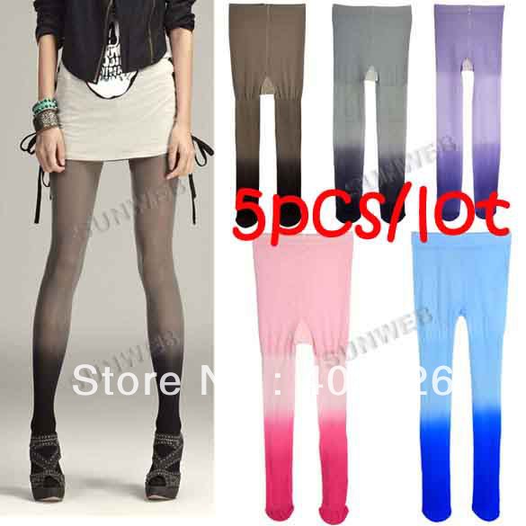 5Pcs/lot lady Sexy Gradual Stockings Tights Leggings Velvet Pantyhose 5colors free shipping 8196