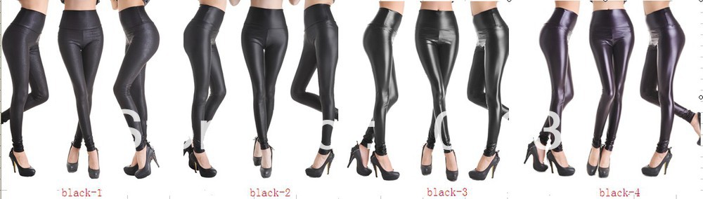 5pcs/lot Leopard New Shiny Neon Metallic Coloured Leggings High Waist Faux leather Pants Tights  elasticity leggings