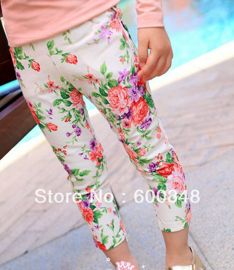 5pcs/lot new design baby girls flower print leggings pants cloths legging BC211