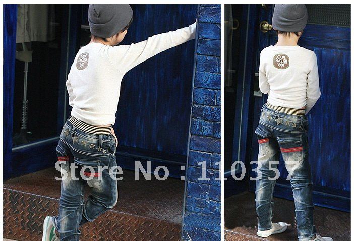 5pcs/lot New Spring Autumn Boy Girl trousers / pants Children 5 star jeans 5pcs/lot Free shipping
