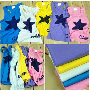 5pcs/lot wholesales Summer 2013 children 5colors 100%cotton pentastar hot-selling candy color vest boys/girls sleeveless T-shirt