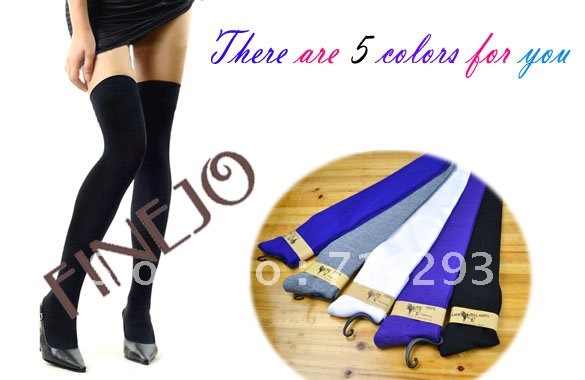 5PCS/LOT Women Fashion Over The Knee Socks Thigh High Sexy Cotton Stockings Thinner 5 Colors Free Shipping 3226