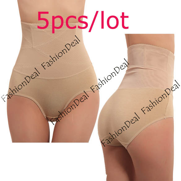 5pcs/lot Women's High Waist Tummy Control Body Shaper Briefs Slimming Pants Knickers Trimmer Tuck Free Shipping L,XL,XXLNude7225