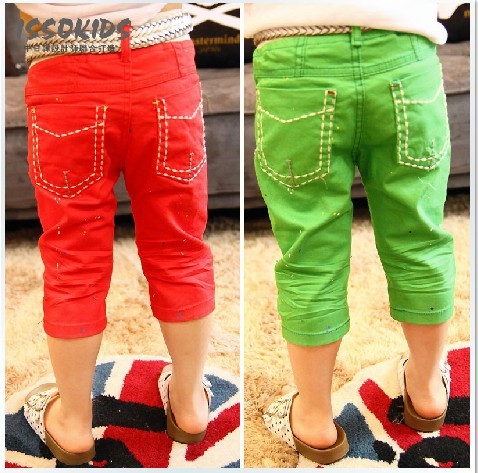 5pcs/lots  ISSOKIDS children , boys and girls are thrown paint little candy-colored pants casual pants