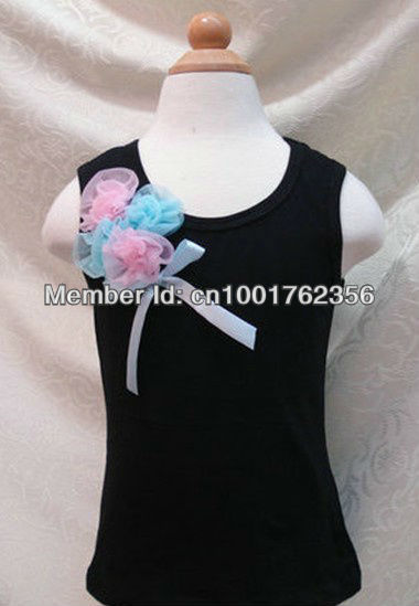 5pcs TUTU Shirt black Girl Sleeveless  with Chiffon petticoat  80/90/100 blouses hh09