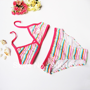 5sets rainbow hello kitty bikini girls beachwear girl's cartoon swimsuits
