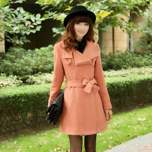 6 2013 fur collar long design woolen trench outerwear woolen overcoat women's