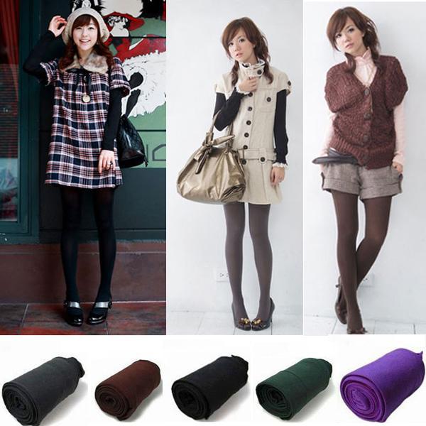 6 Candy Colors Autumn Opaque 80D Velvet Long Pantyhose Stockings Tights Leggings